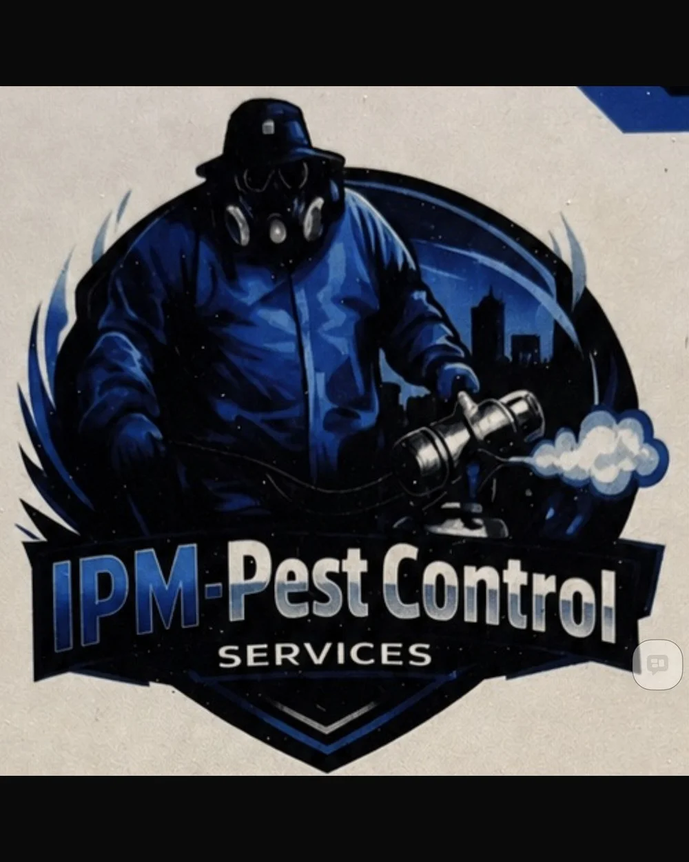 Before: the IPM-Pest Control Services logo the client brought to Crown Jewel Visualz