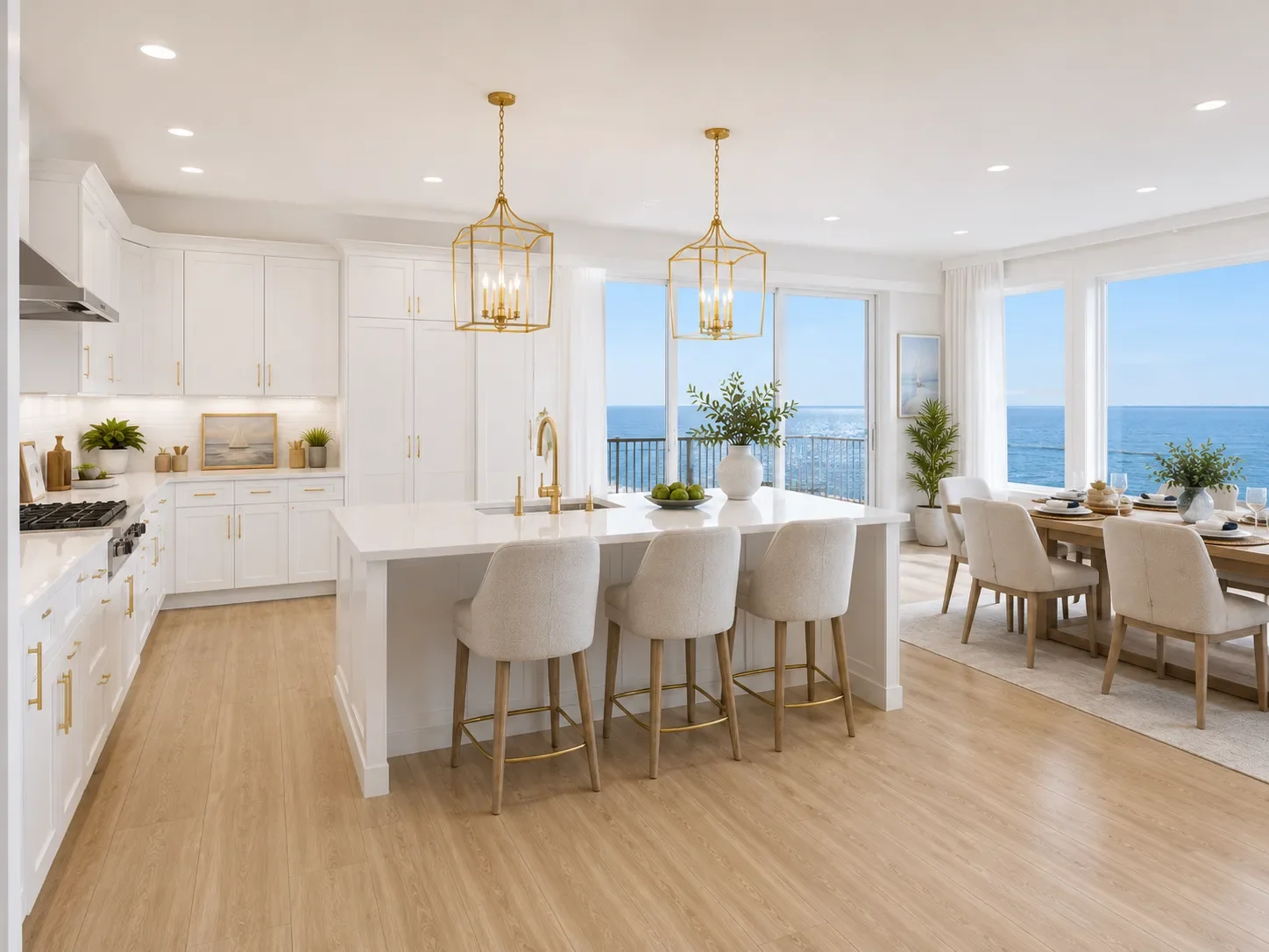 LaSata coastal kitchen and dining area