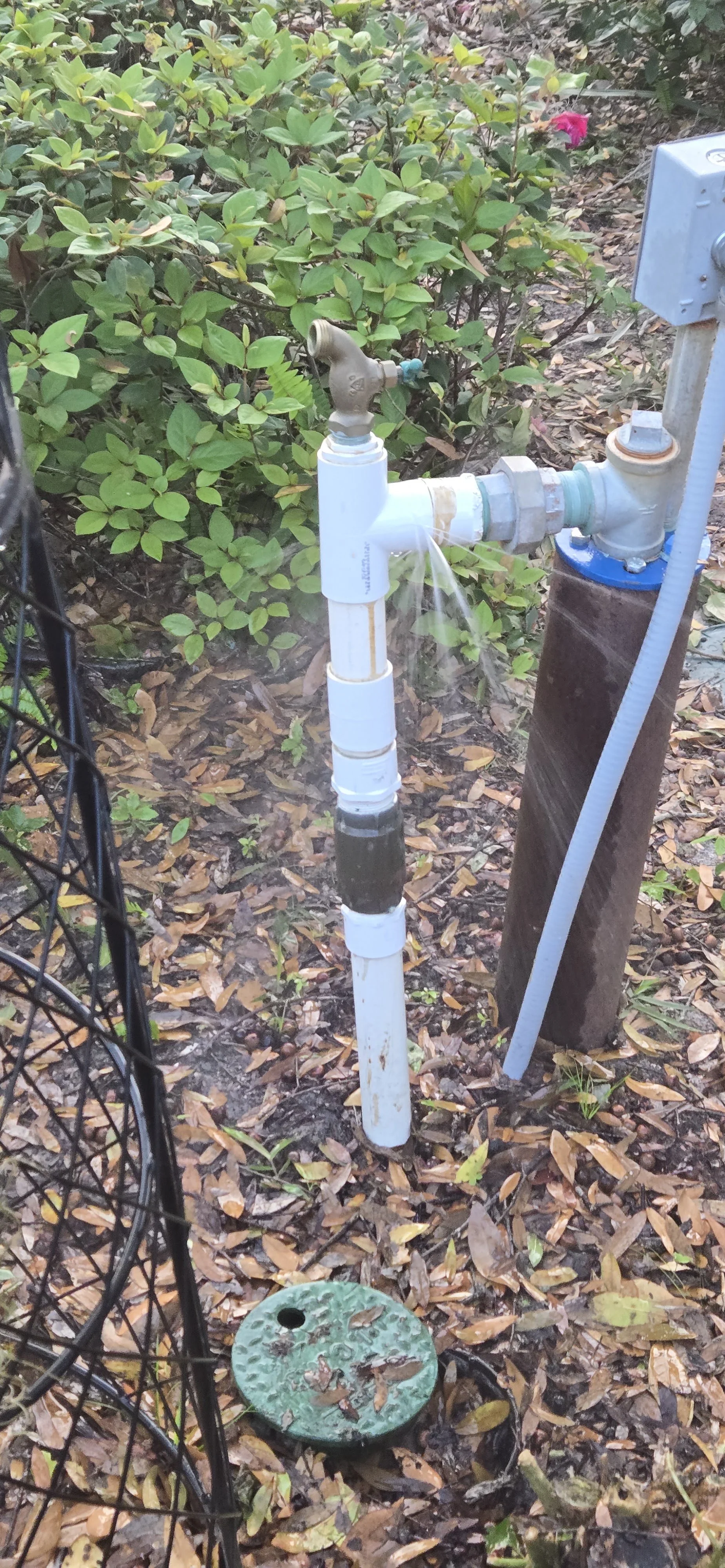 Booster line and spigot in a garden bed - Pump Repair Services, Orlando FL