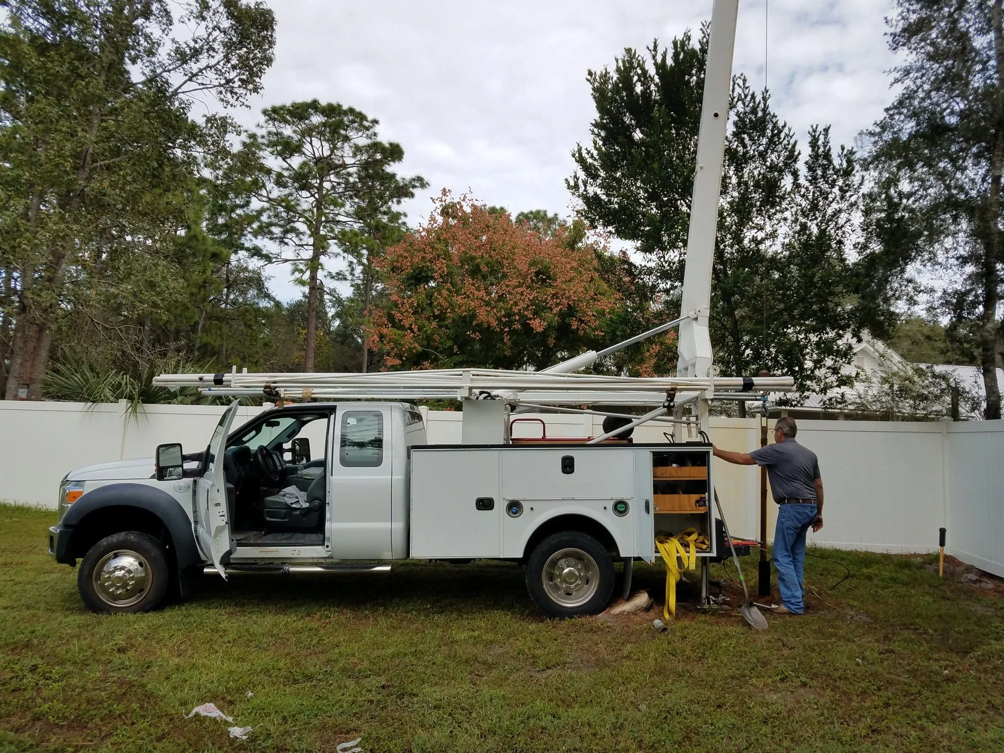 Boom truck and technician on site - Pump Repair Services, Orlando FL