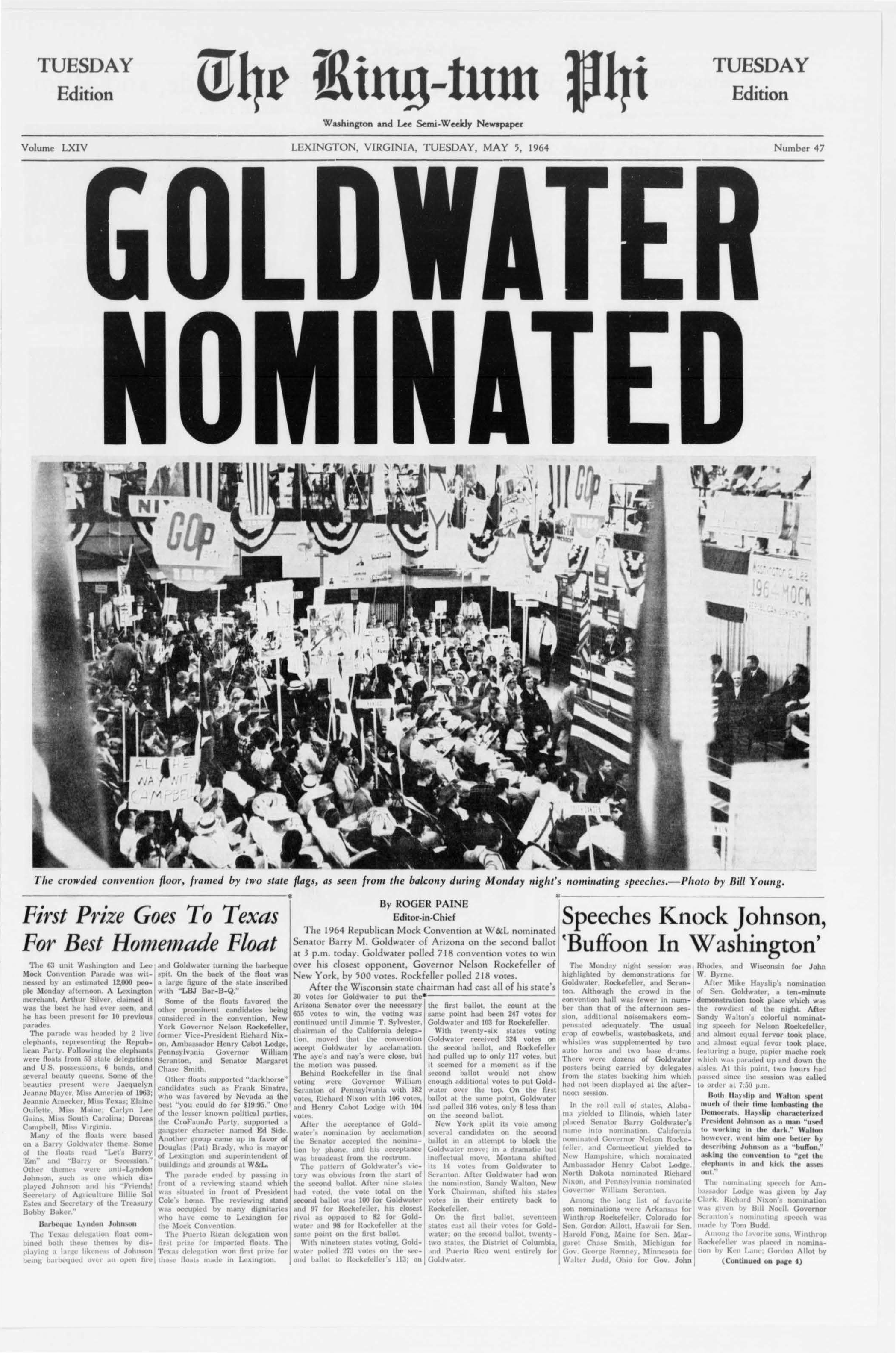 Senator Barry Goldwater at Mock Convention