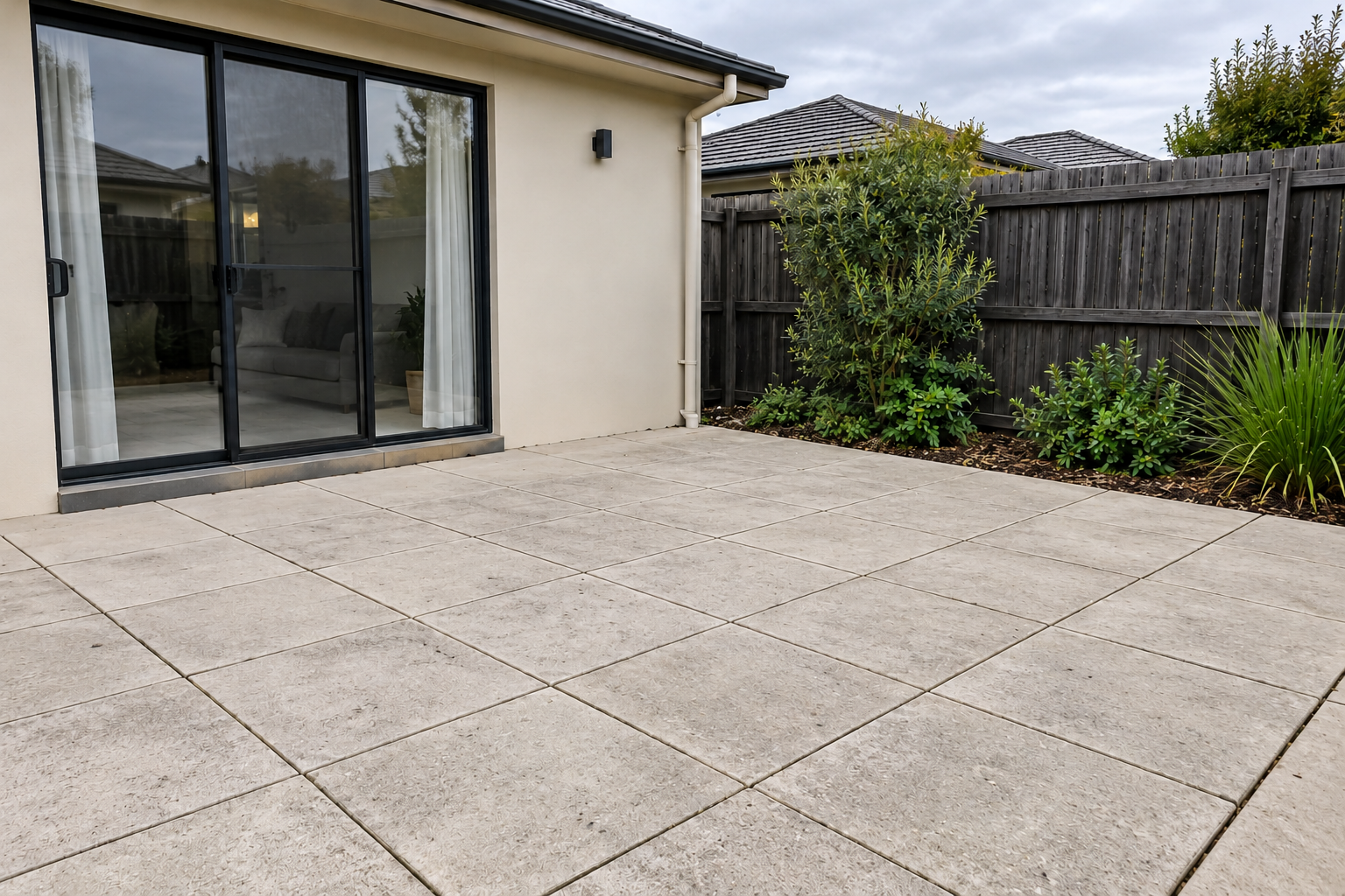 AI-generated illustration: patio and paving after surface cleaning