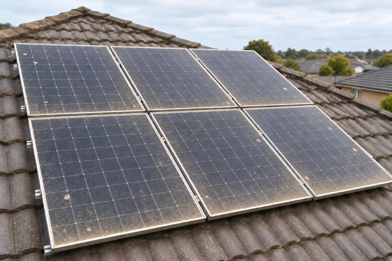 AI-generated illustration: Solar panel cleaning before cleaning