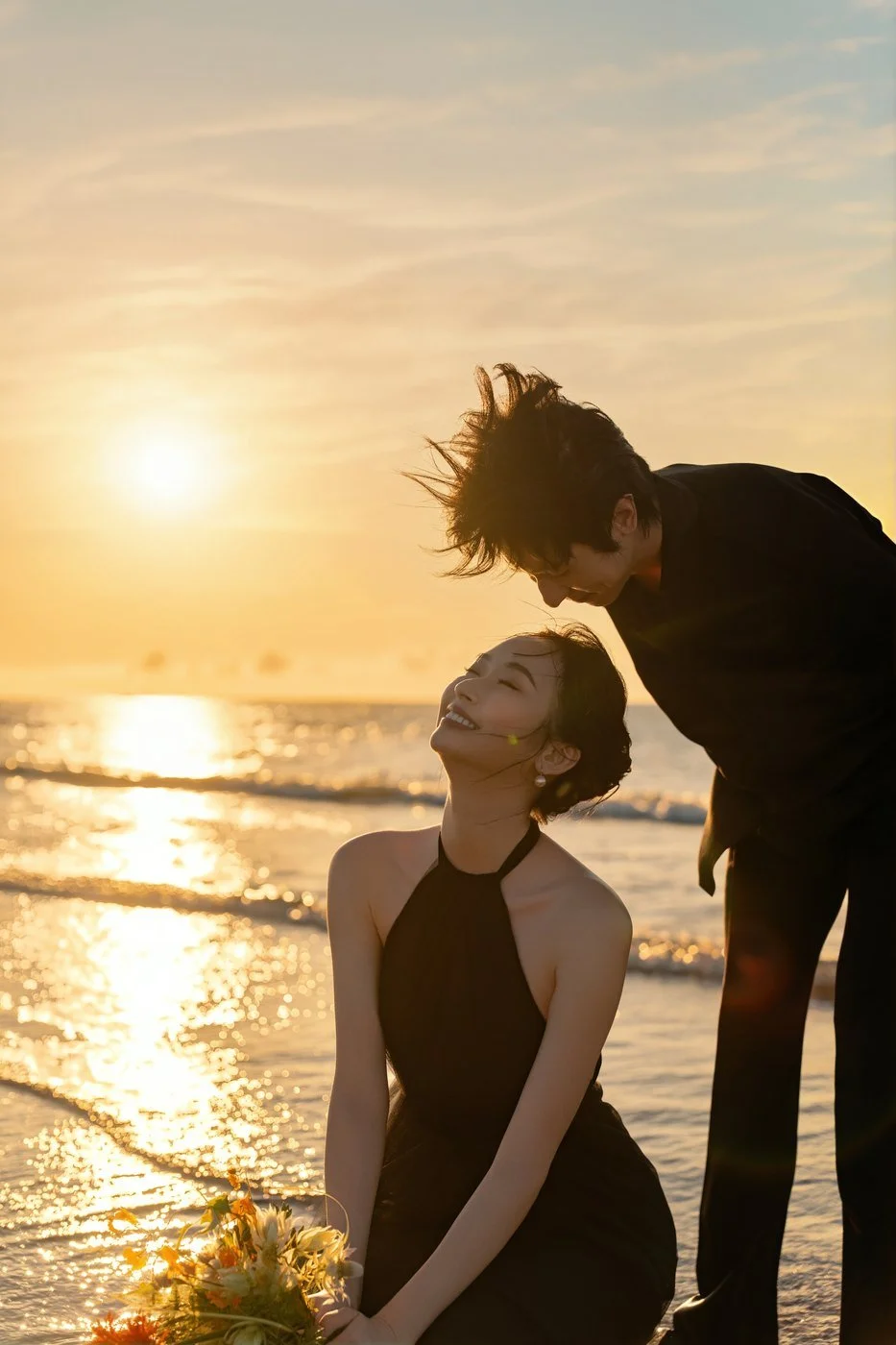淡水婚紗照｜白幔與夕陽｜Sophia Studio 台北婚紗攝影