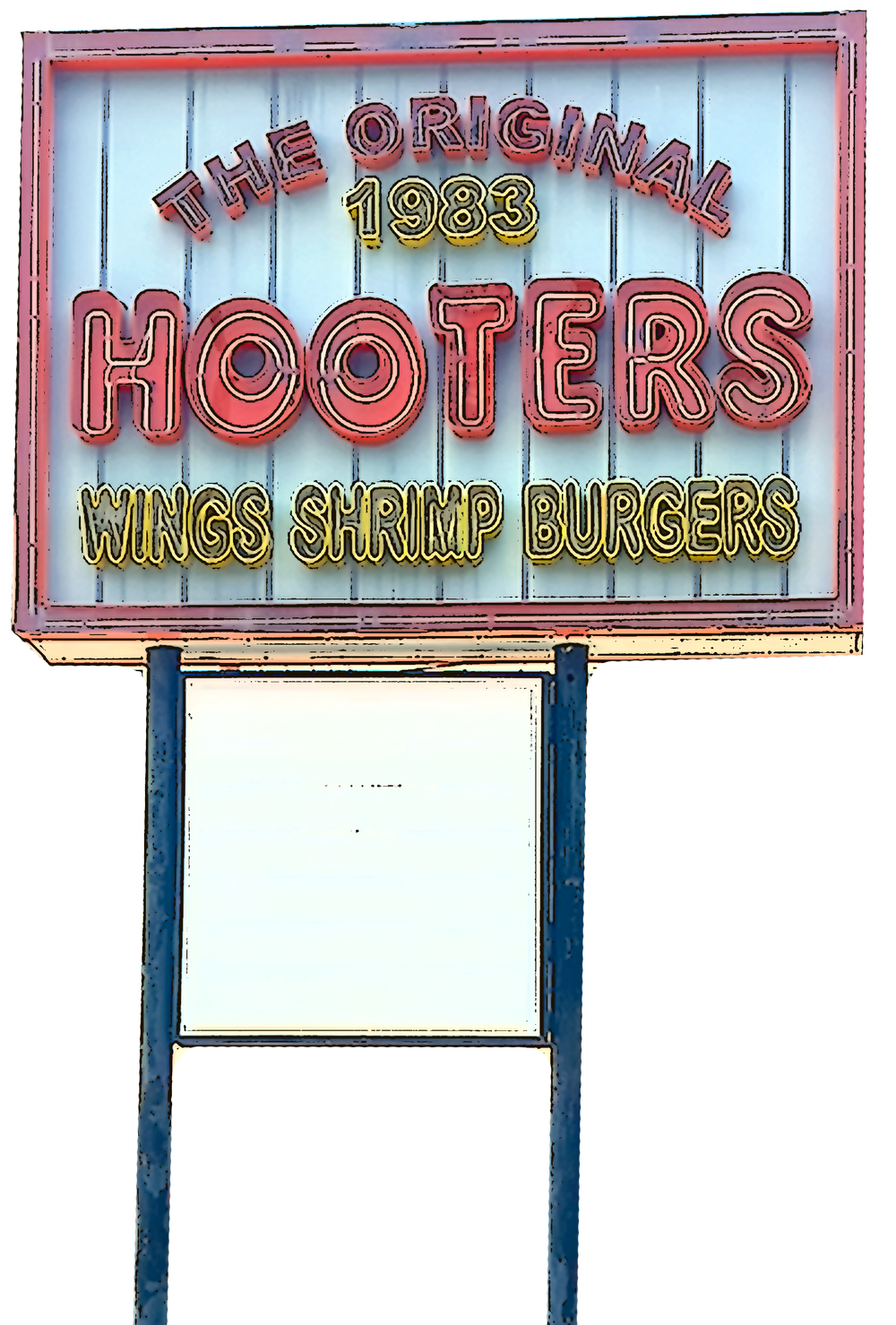 The original 1983 Hooters marquee sign with a changeable letter board