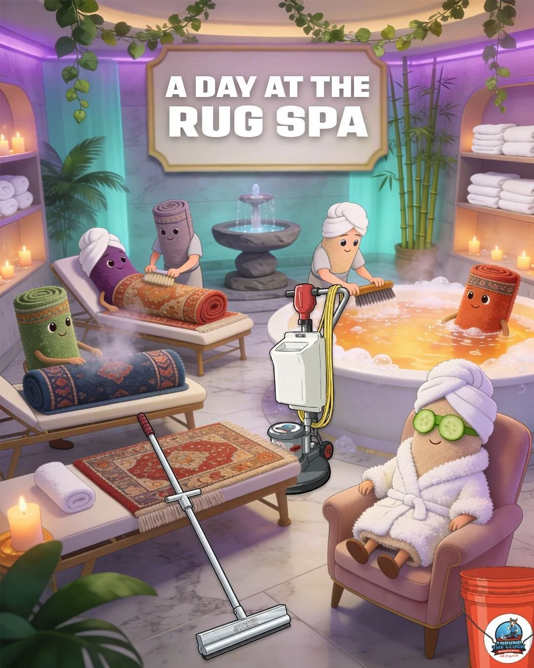 A Day at the Rug Spa — illustrated social graphic