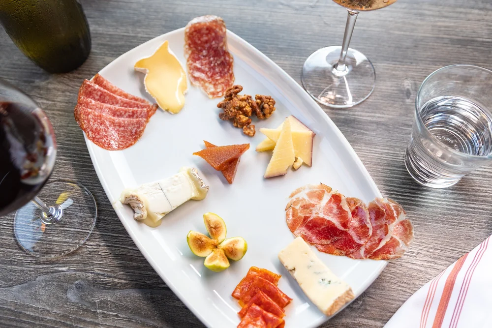 A cheese and charcuterie plate at Bacchus