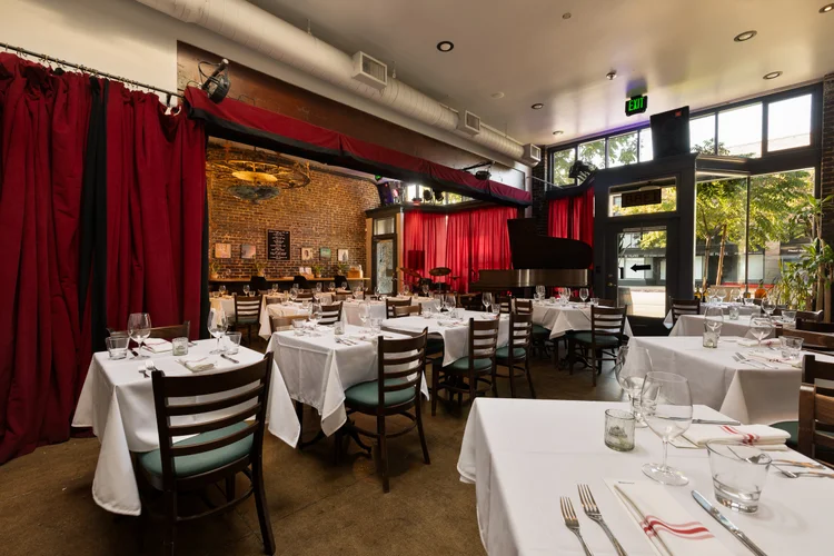 The Bacchus dining room set for dinner