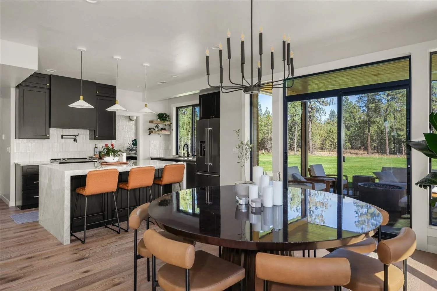 Living space with hardwood floors