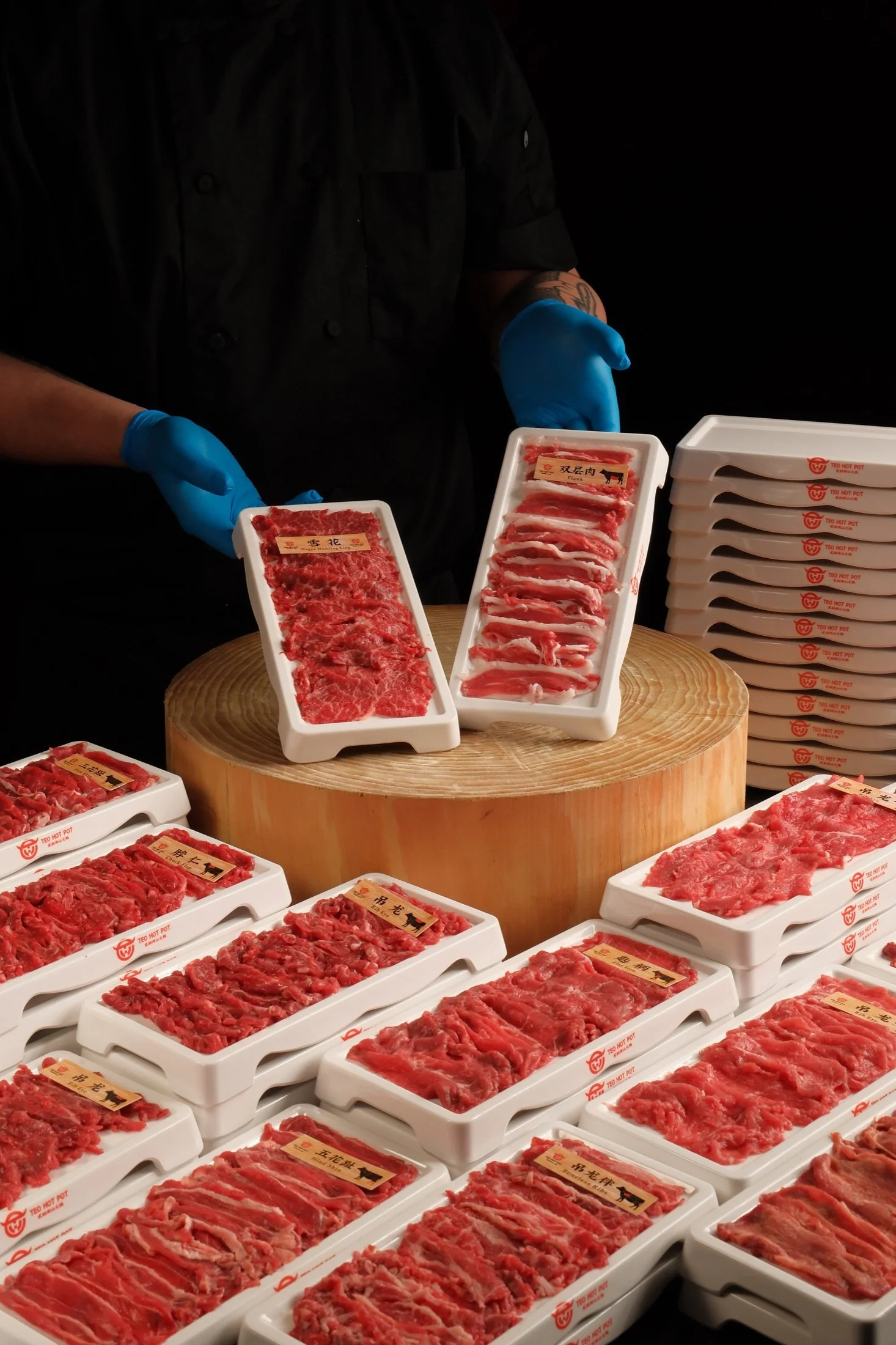 Fresh beef cuts prepared at TEO Hot Pot