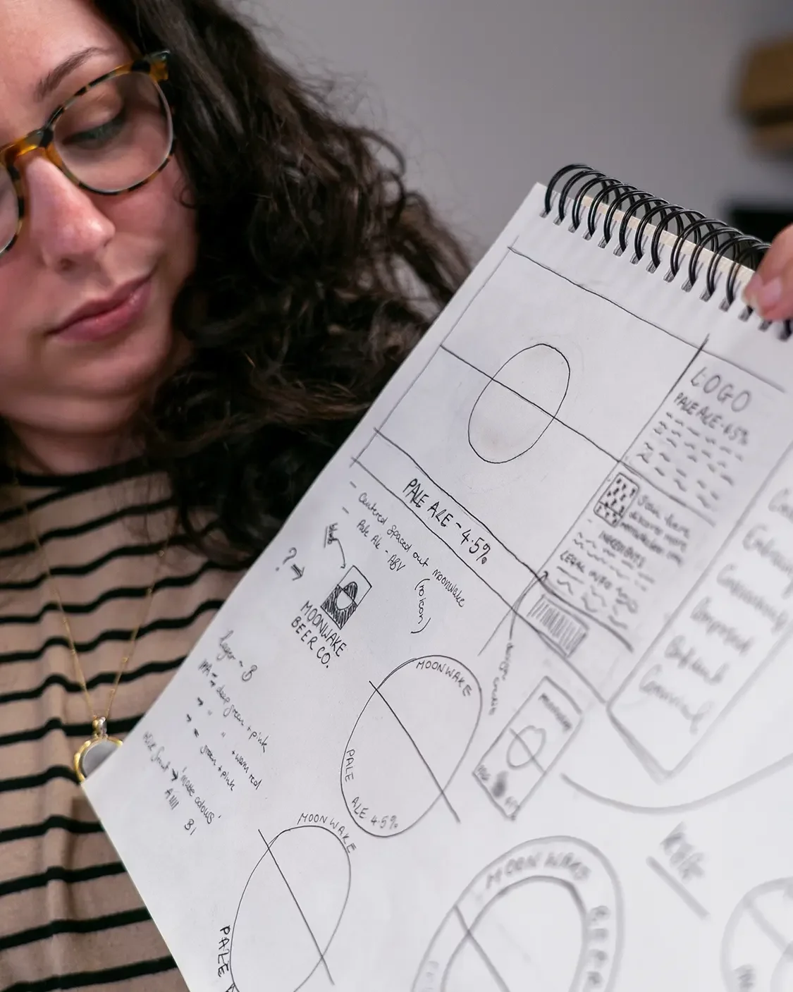 Sarah Sinclair sketching out a brand plan