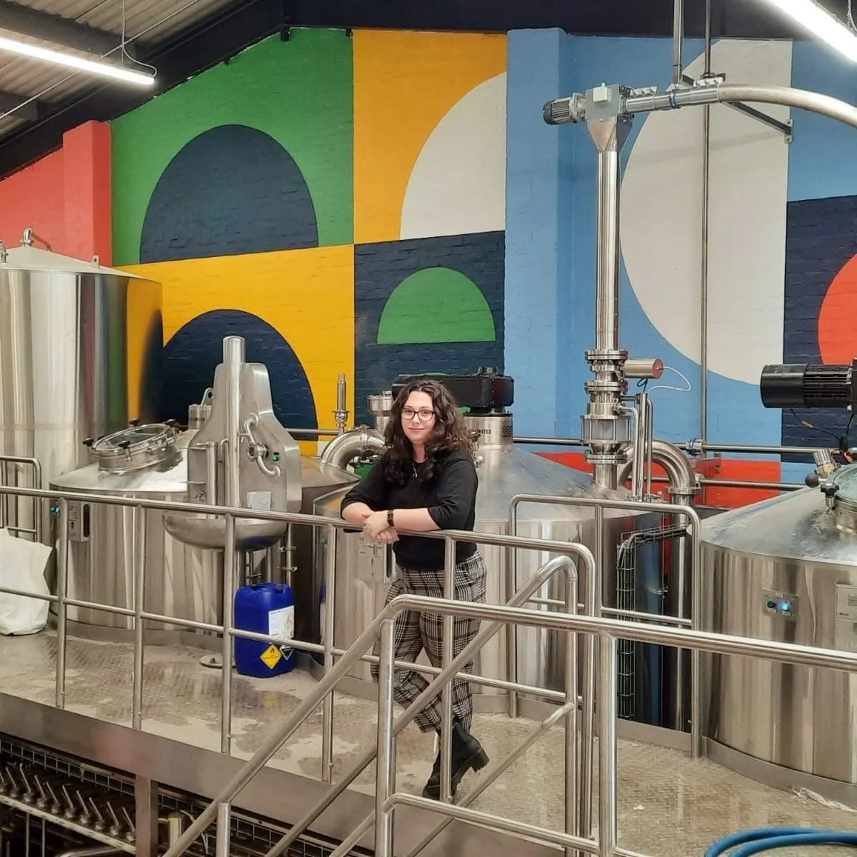 Sarah Sinclair on the brewing kit at Moonwake Beer Co.