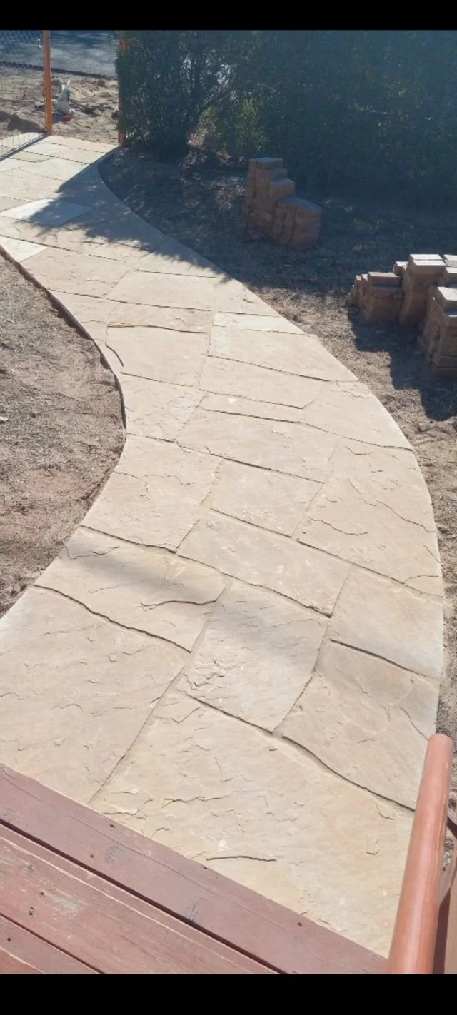 Curving flagstone walkway