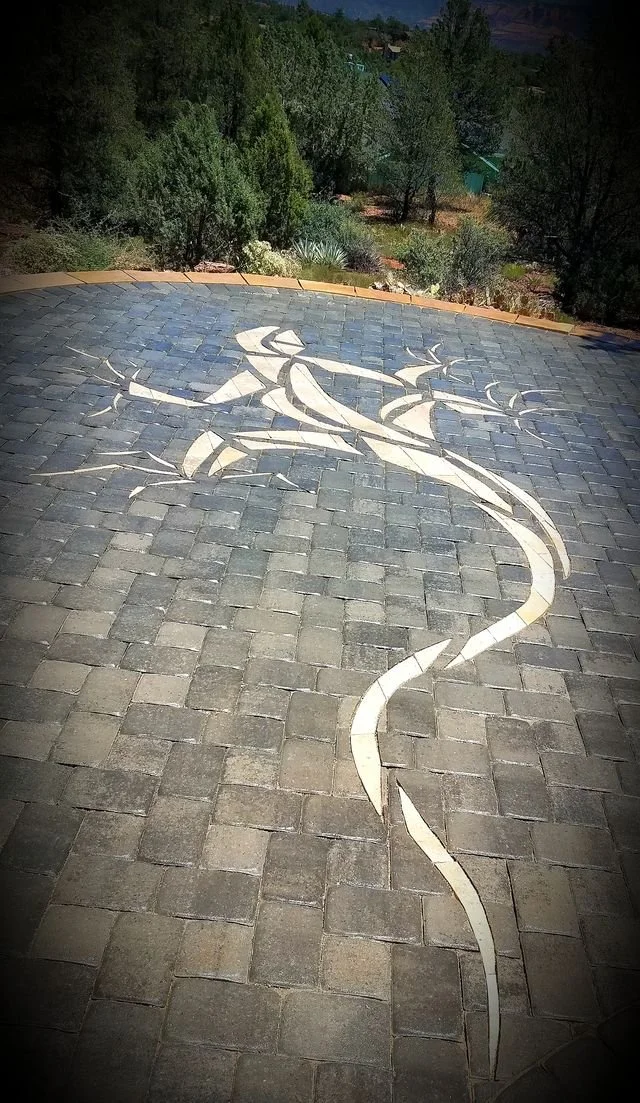 Custom gecko paver inlay walkway
