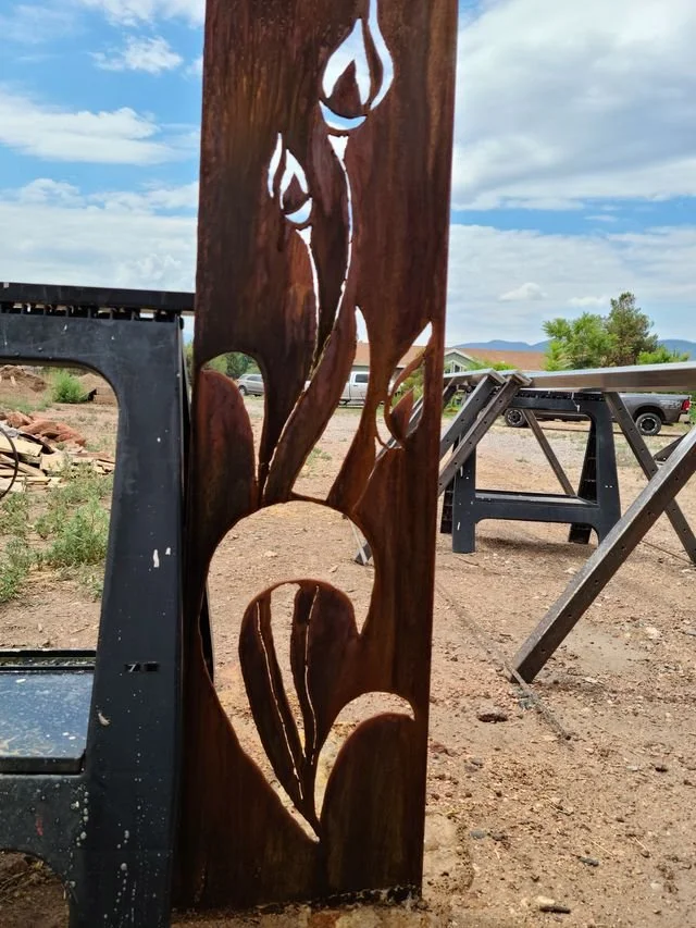 Custom steel plant sculpture panel