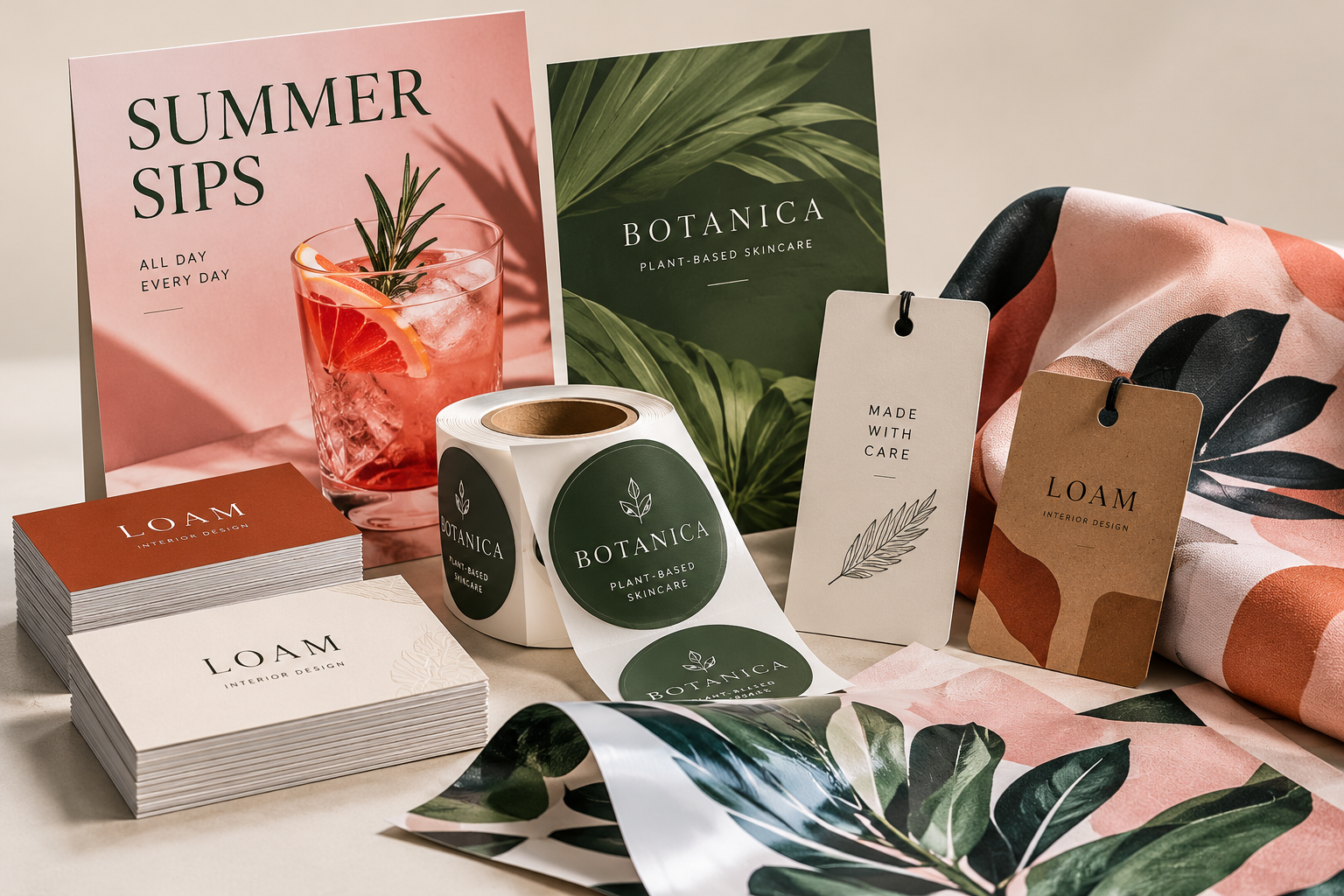 Digitally printed paper and fabric materials