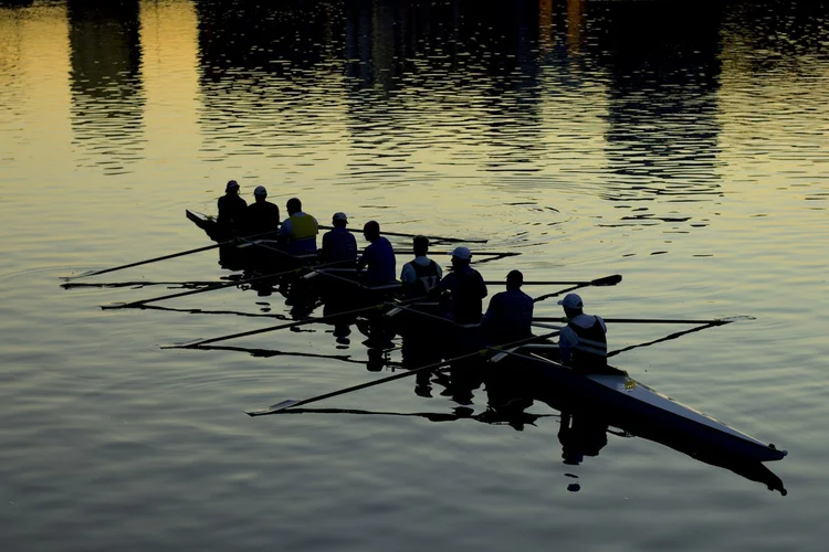 Eight racing at sunrise