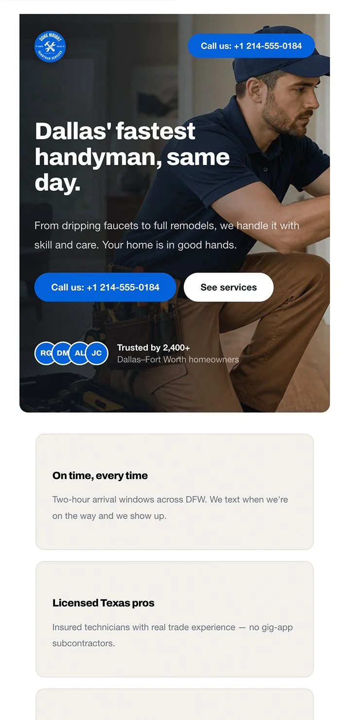 Handyman website build