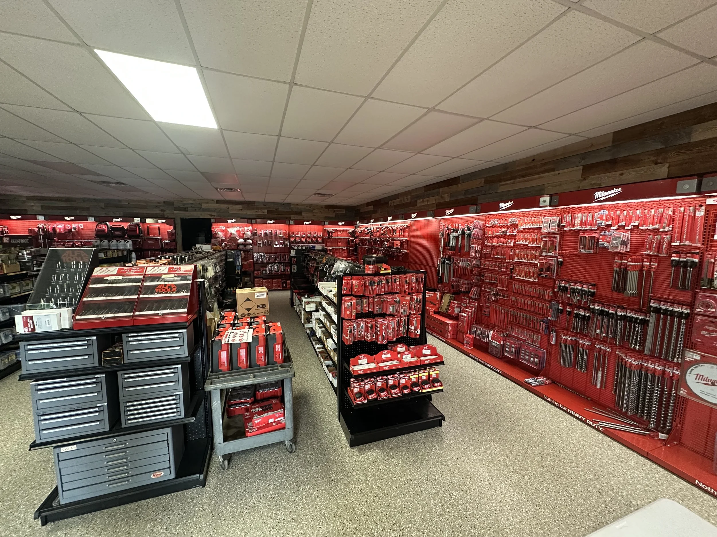 Milwaukee products inside the Jet Industrial showroom