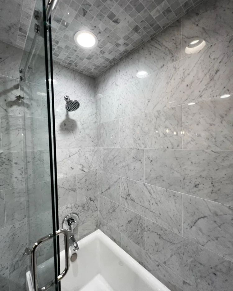 Classic marble bathroom — EC Construction project photograph.
