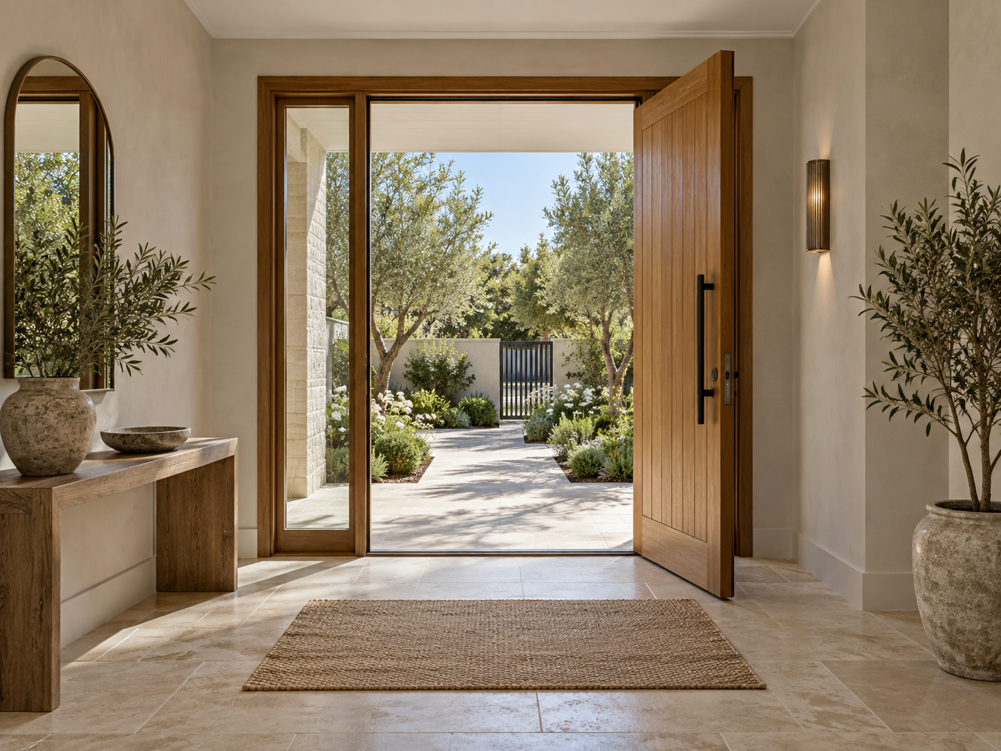 Illustrative residential entrance with a view to the garden