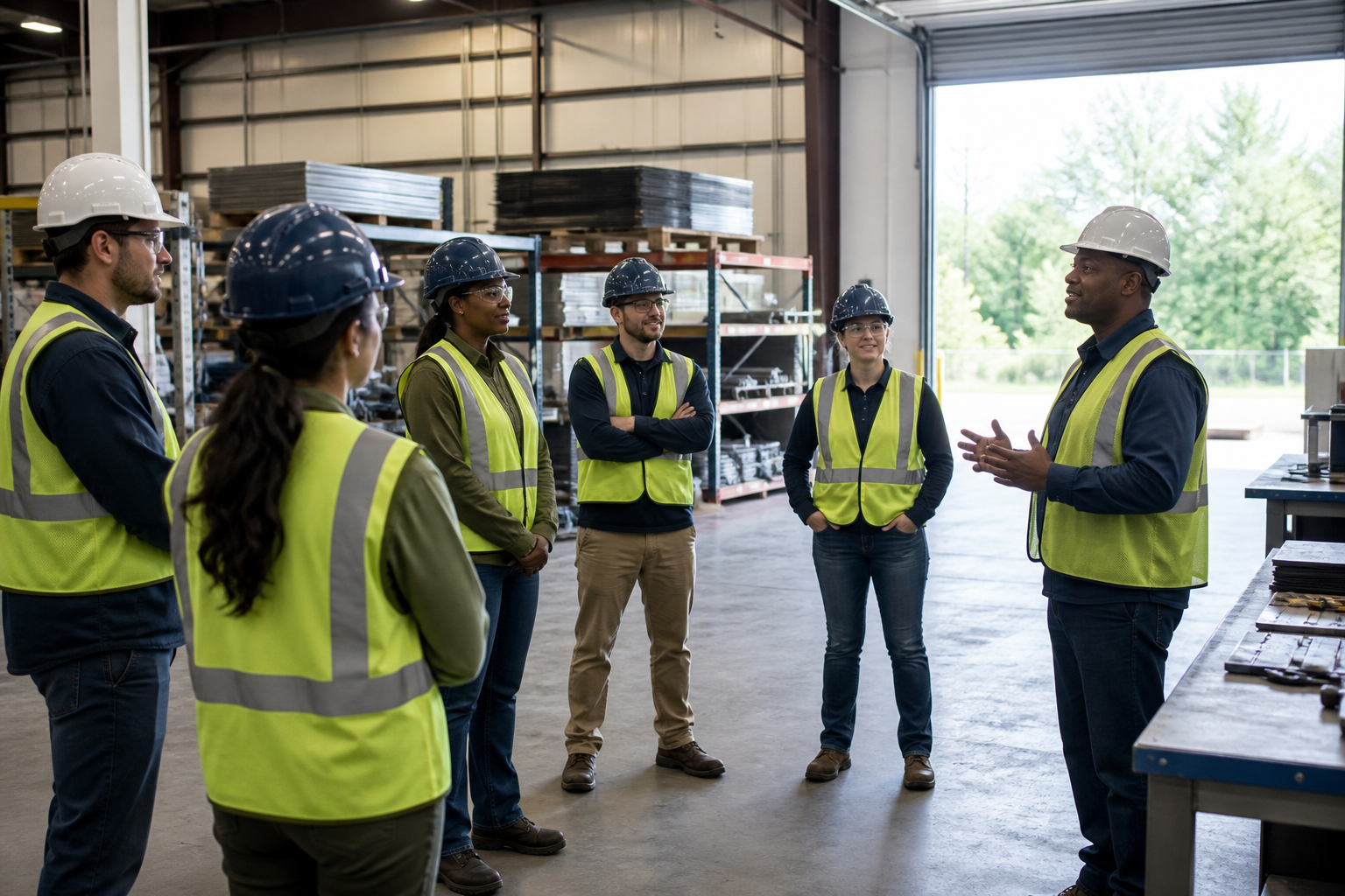 North Carolina work team participating in a safety briefing