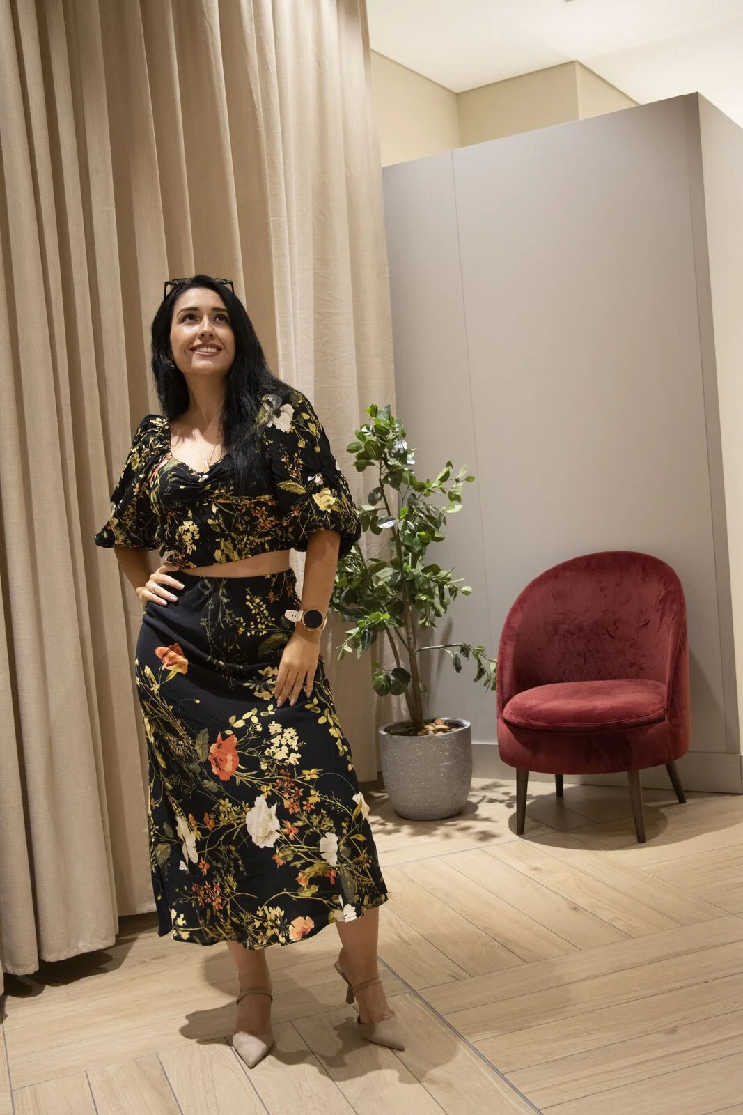 Editorial de moda, look floral