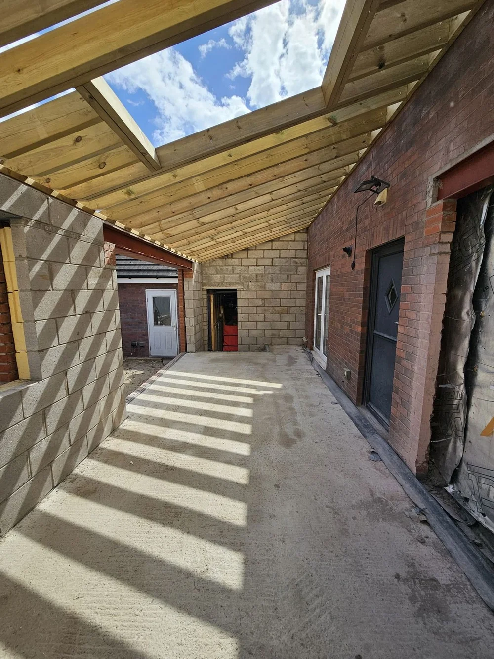 Inside the roof structure