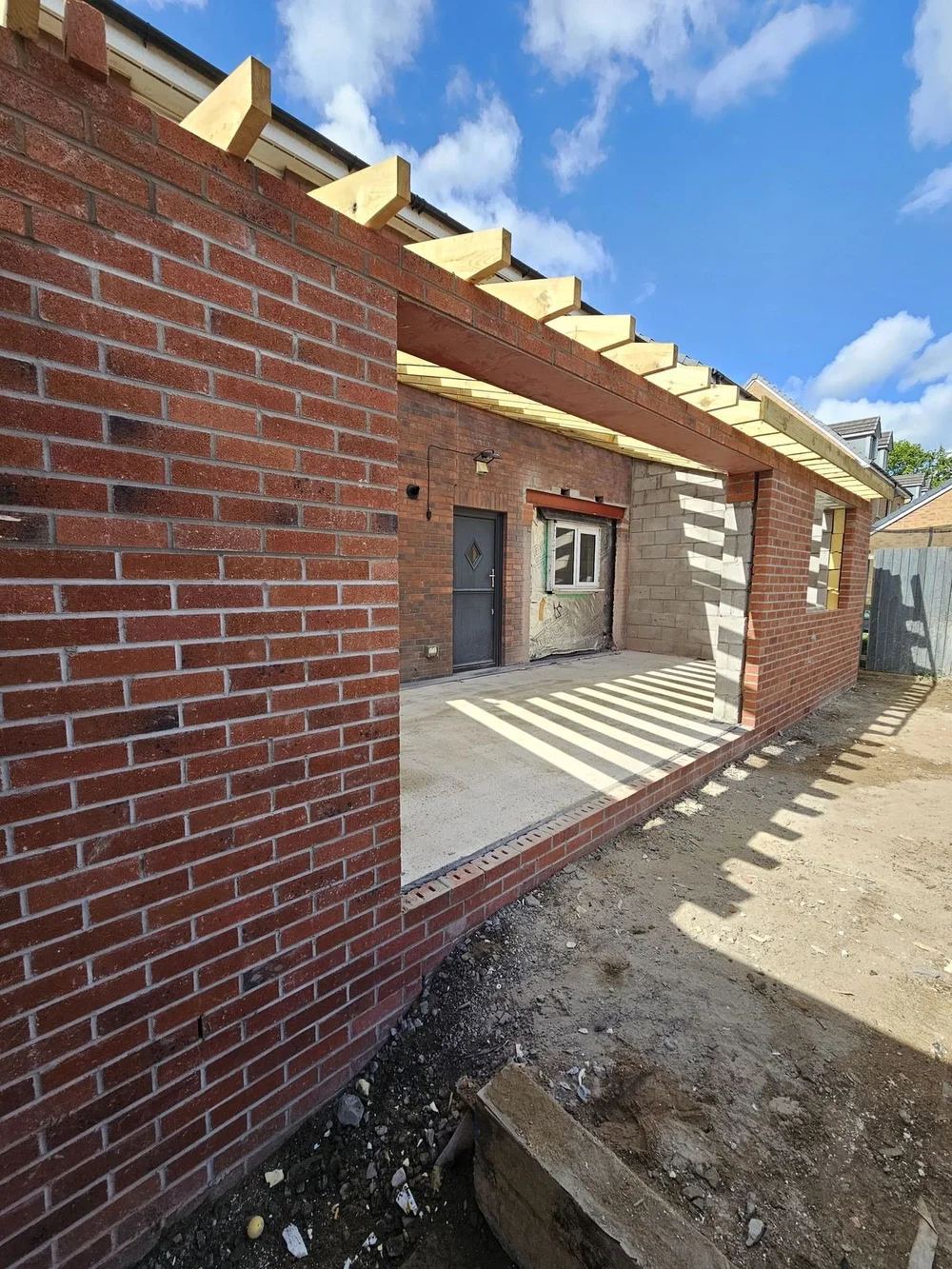 Roof joists on a rear extension in Church Village