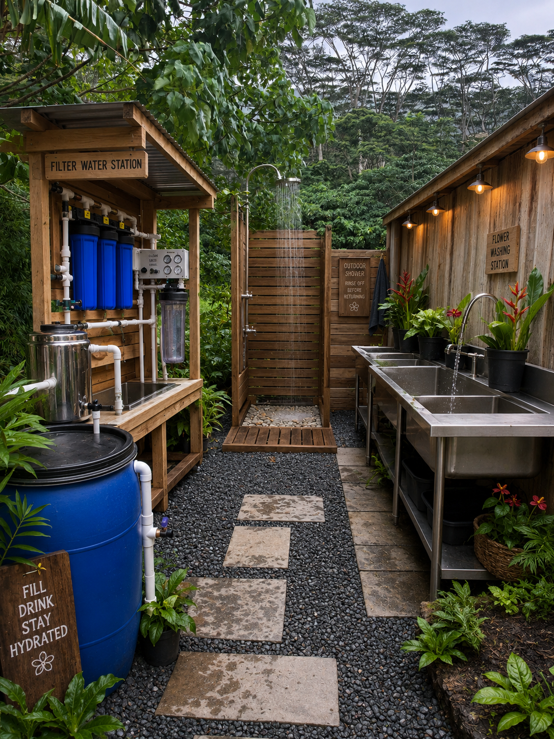 Water and Flower Station