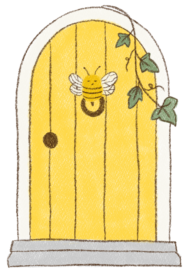 The Miss B yellow door