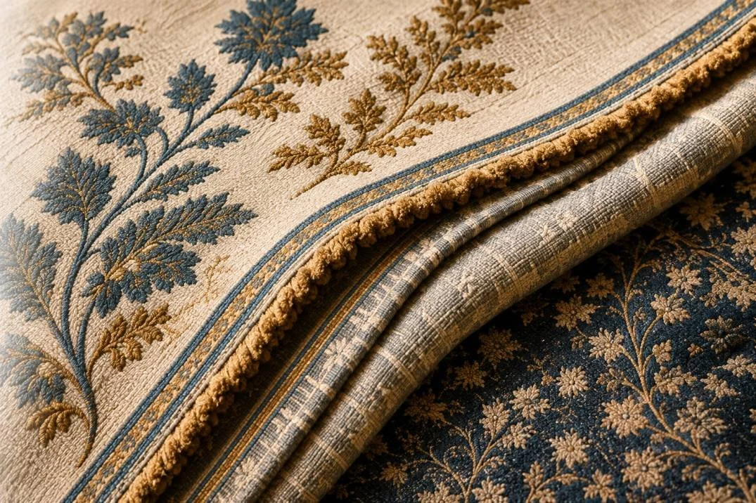 Rolled decorative fabric samples