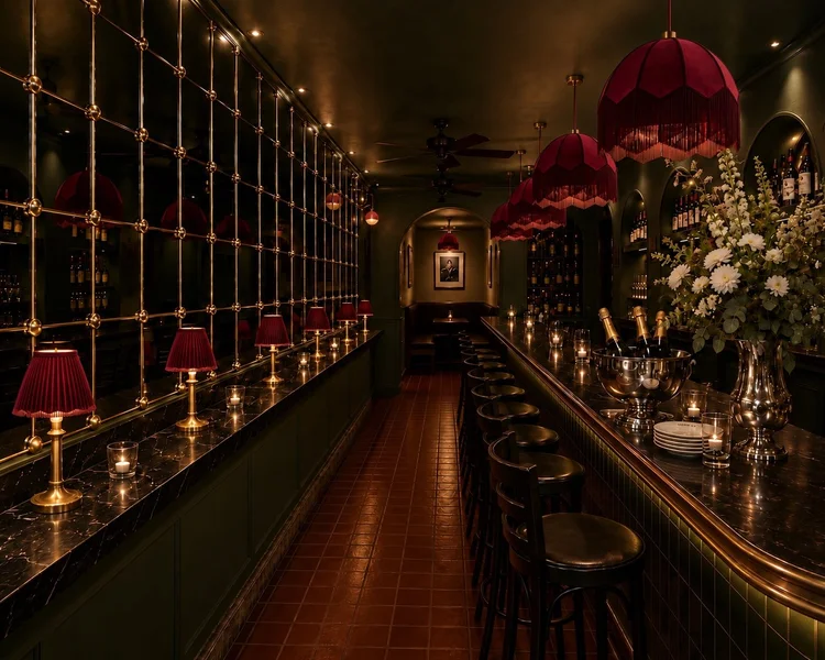 Ambiance du bar à la lumière des bougies