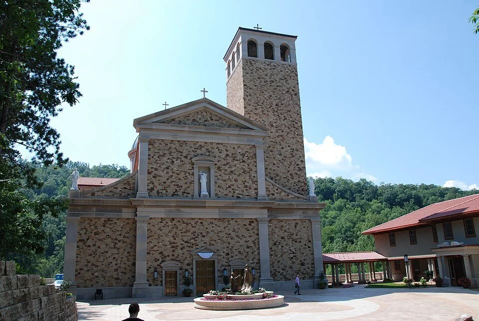 The front of the Shrine of Our Lady of Guadalupe church in La Crosse, Wisconsin.