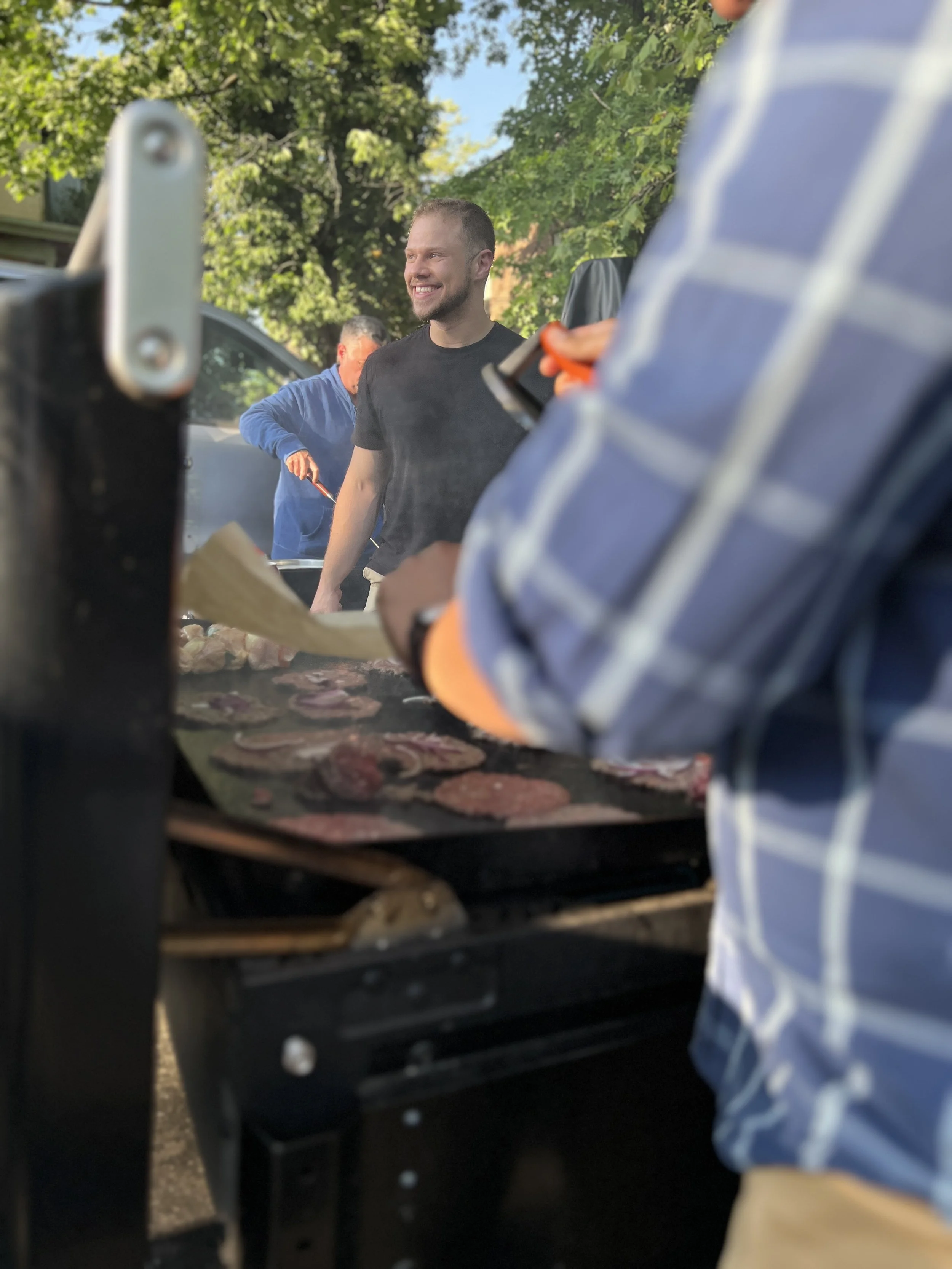 Joe Arbolino behind the grill