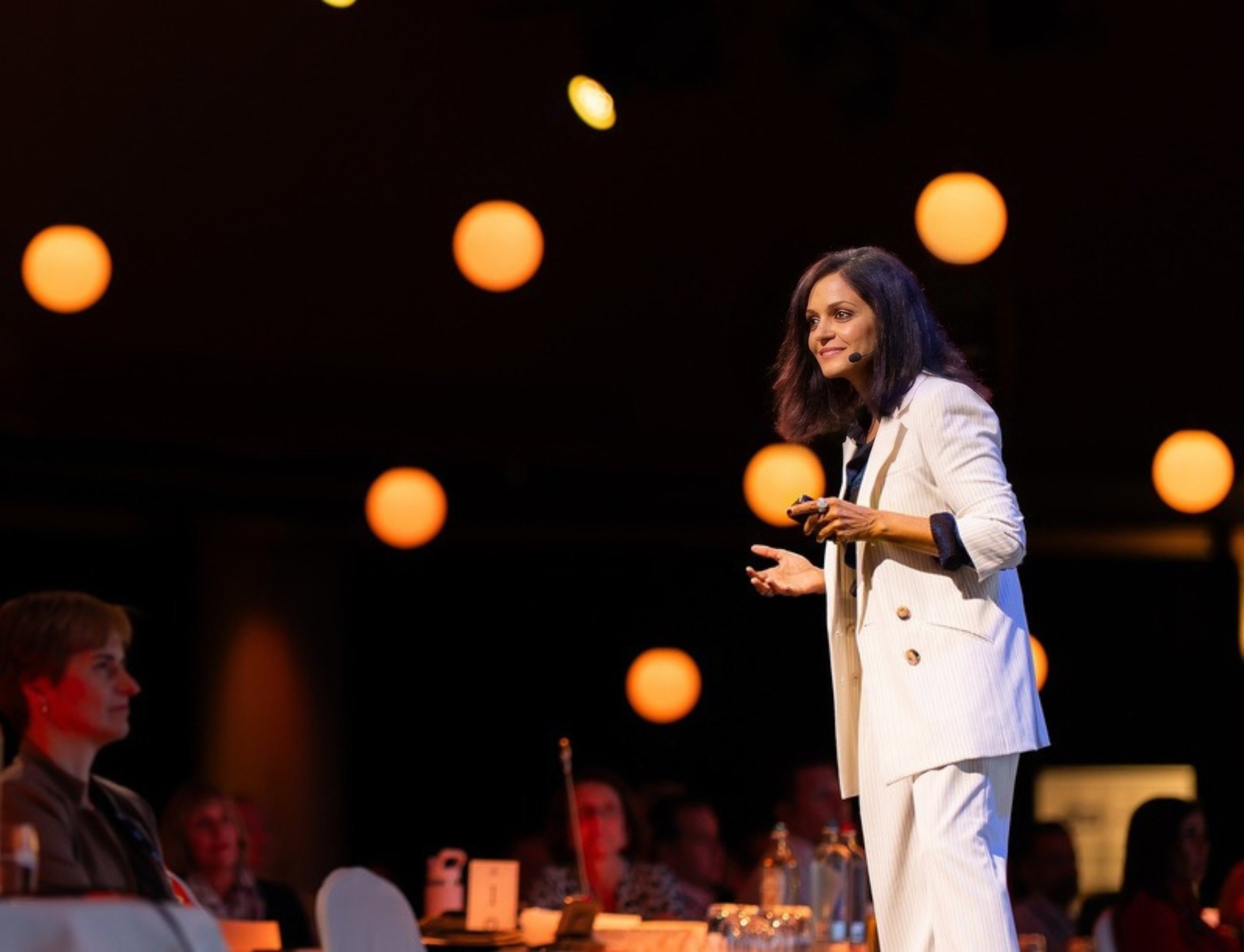 Lakshmi Gopalkrishnan delivering a keynote