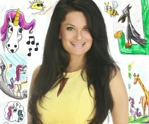 Lisa Caprelli with colorful Unicorn Jazz characters