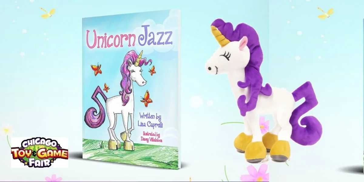 Unicorn Jazz book and plush character