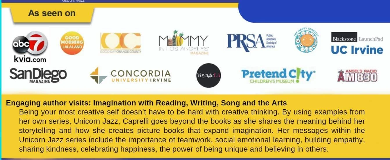Media and speaking appearances featuring Lisa Caprelli and Unicorn Jazz