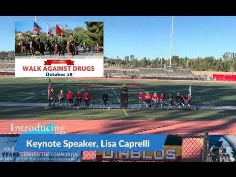 Video preview introducing keynote speaker Lisa Caprelli at the Walk Against Drugs in Mission Viejo