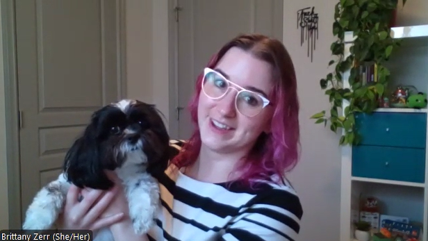 Brittany Zerr holding her dog