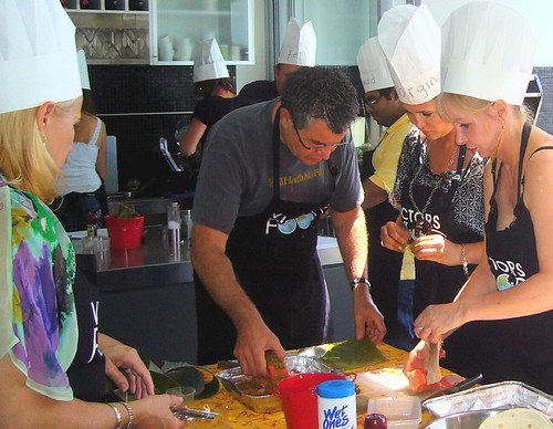 VictorsFood - Cooking Classes - Victor (c) and regular attendee Nicky Bell (r)