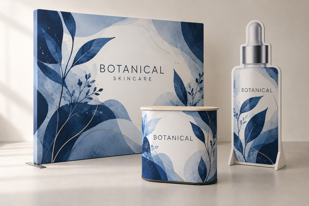 Branded panels, counters and product cutouts.