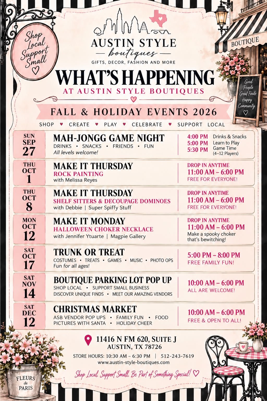 Austin Style Boutiques events calendar