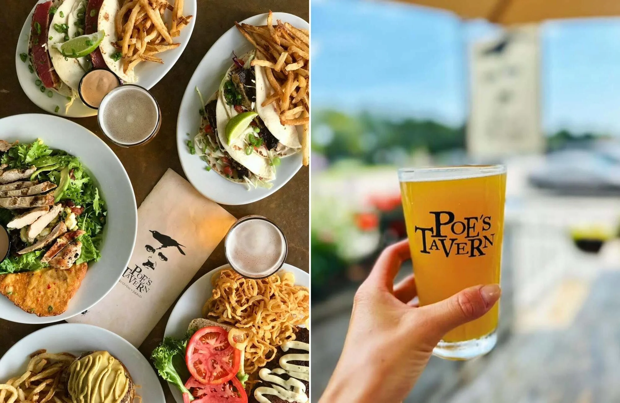 Food and cold beer at Poe’s Tavern on Sullivan’s Island