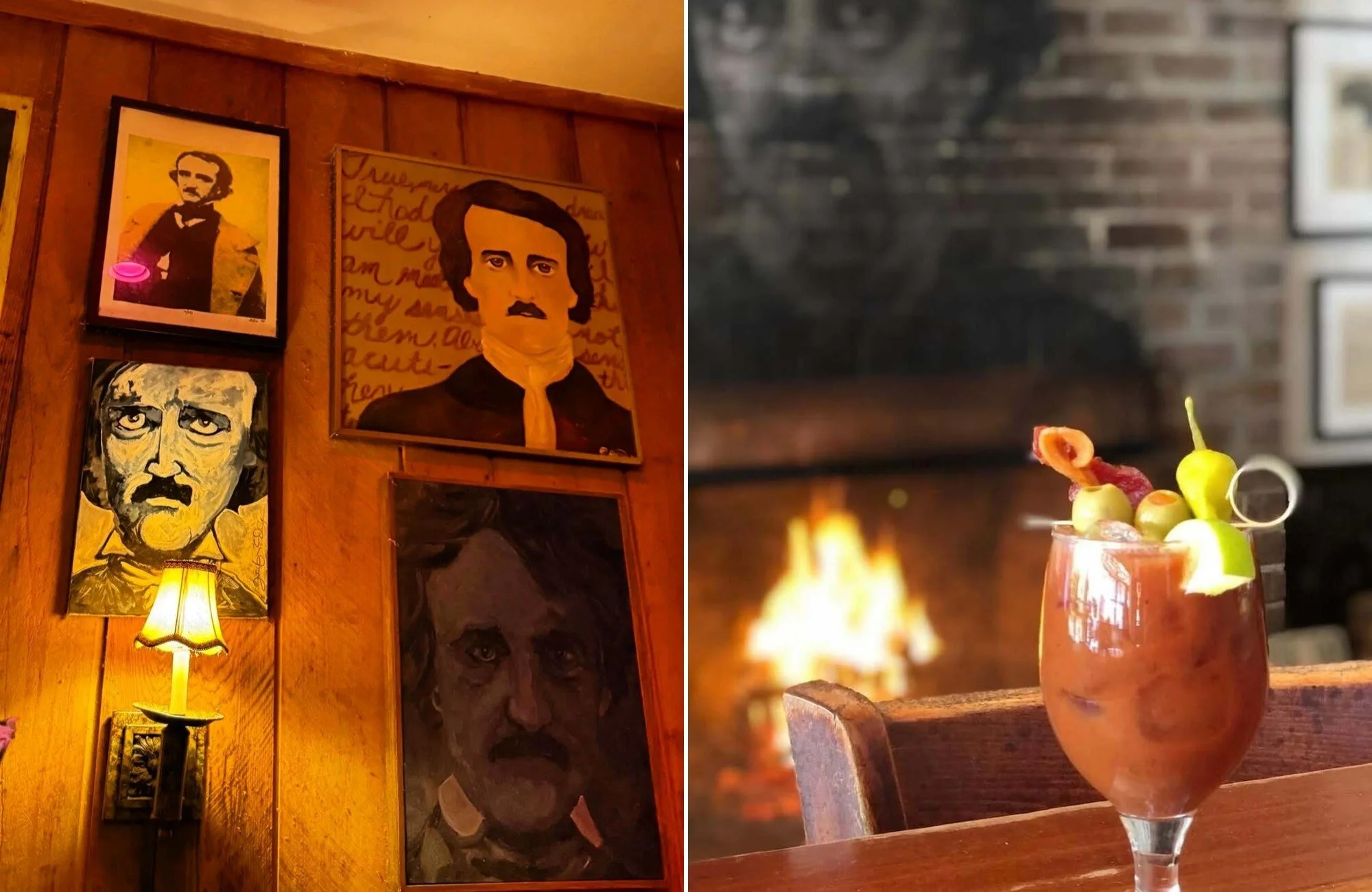 Edgar Allan Poe artwork and a cocktail at Poe’s Tavern