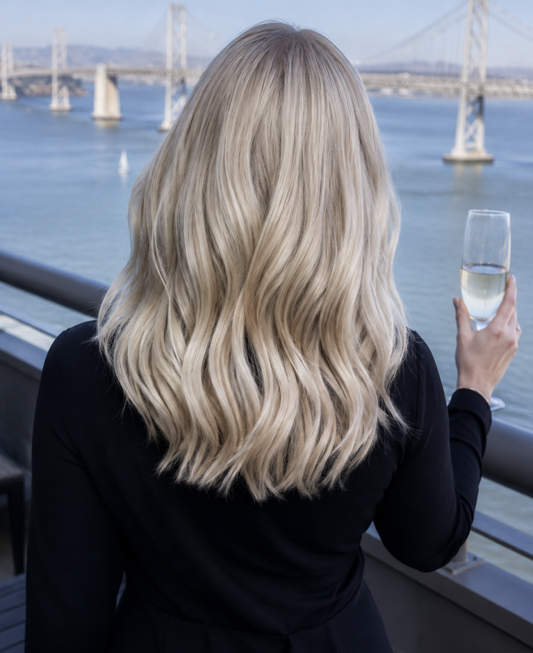 Soft dimensional blonde color work by Olena