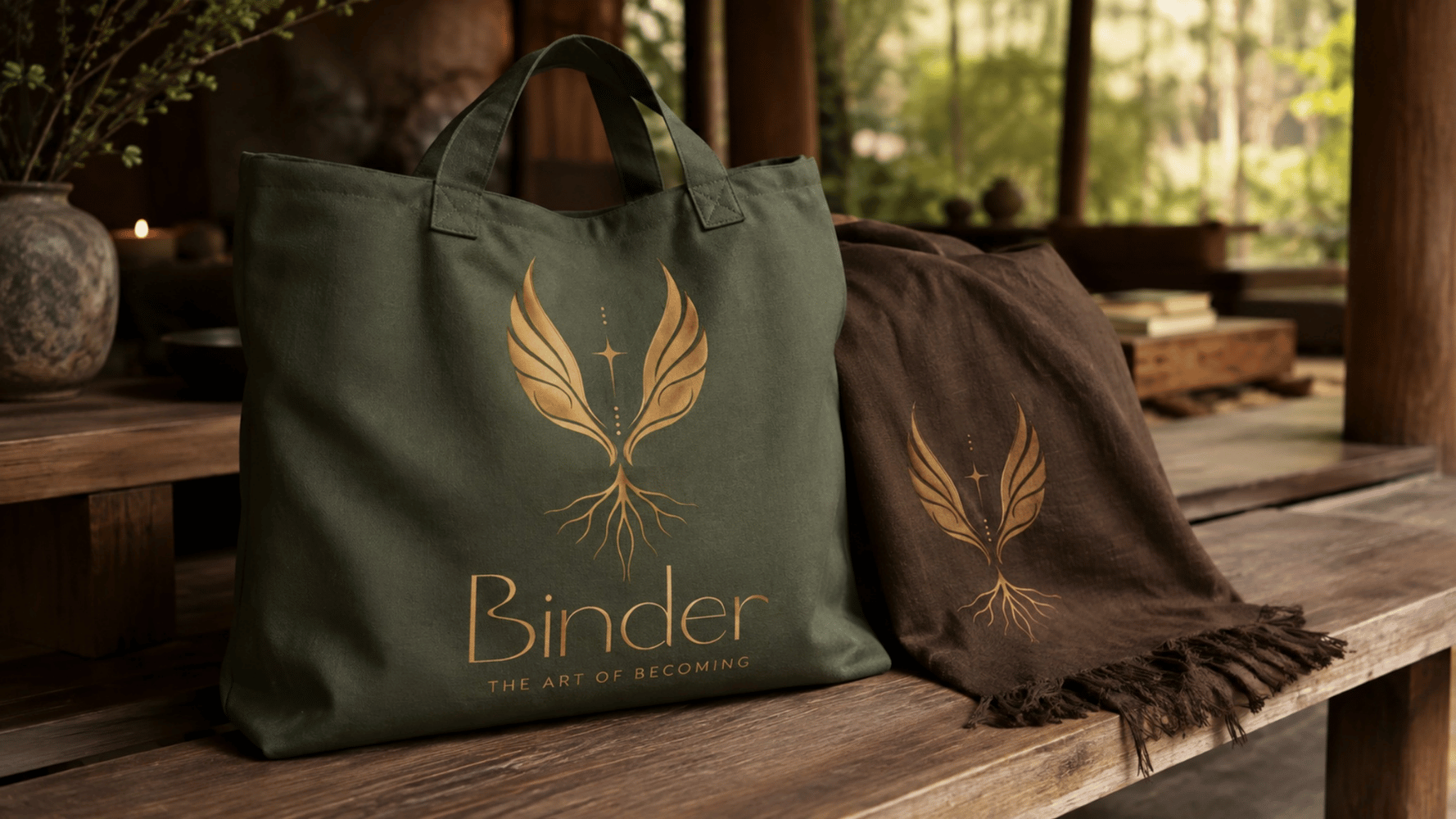 Binder tote bag and scarf mockup