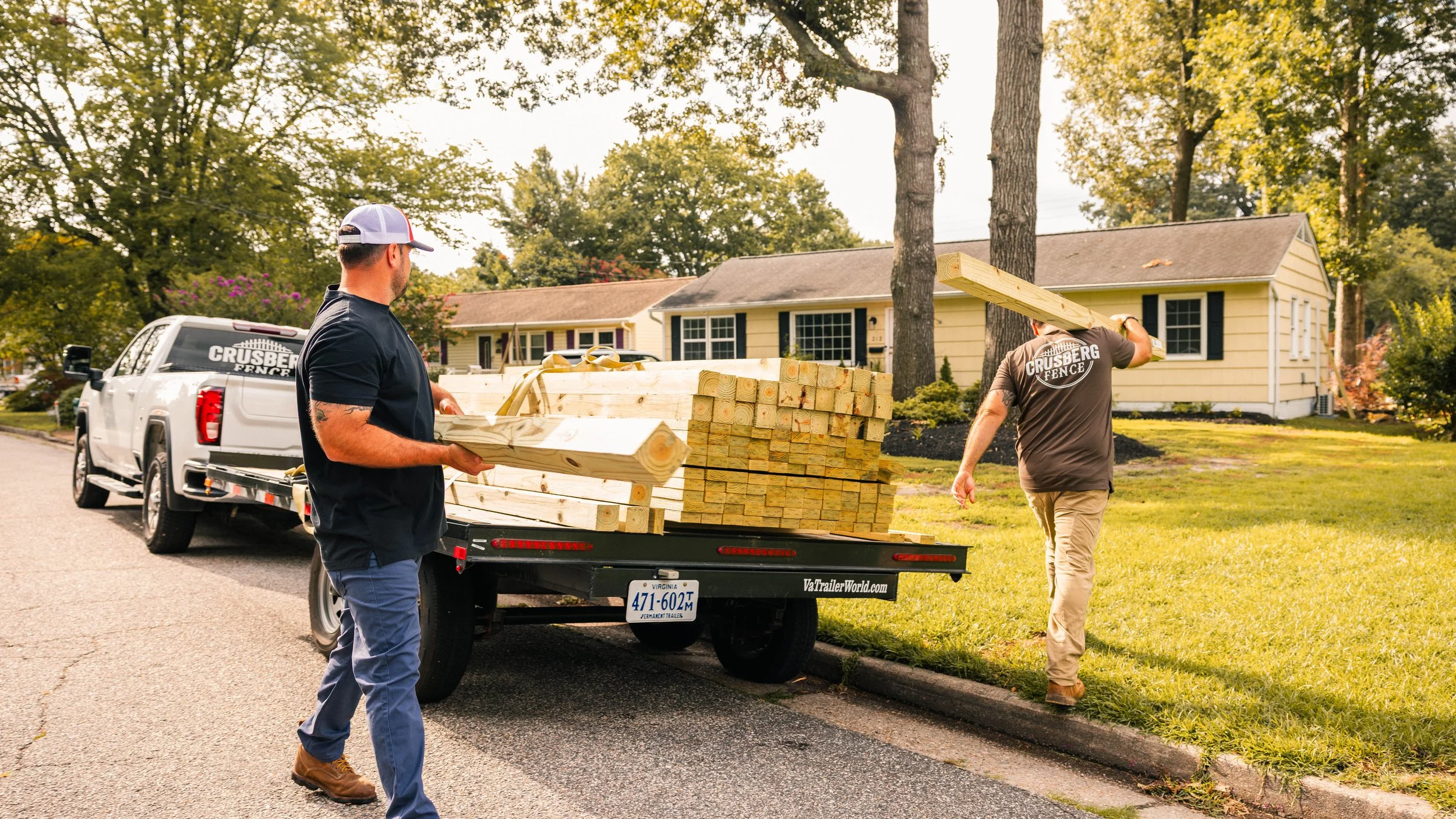 Fencing material staged for a Crusberg Fence install