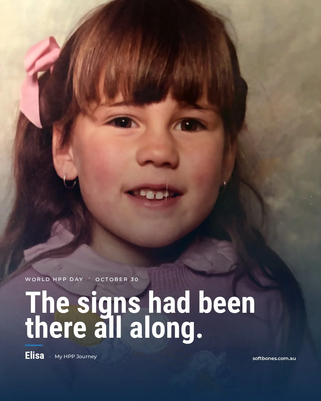 Elisa as a young girl, photographed shortly after her first arm fracture